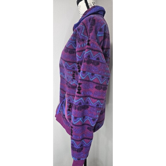 Vtg Columbia Fleece Jacket Full Zip Aztec Southwest Print Sz XL Purple Blue 90's - Picture 7 of 16